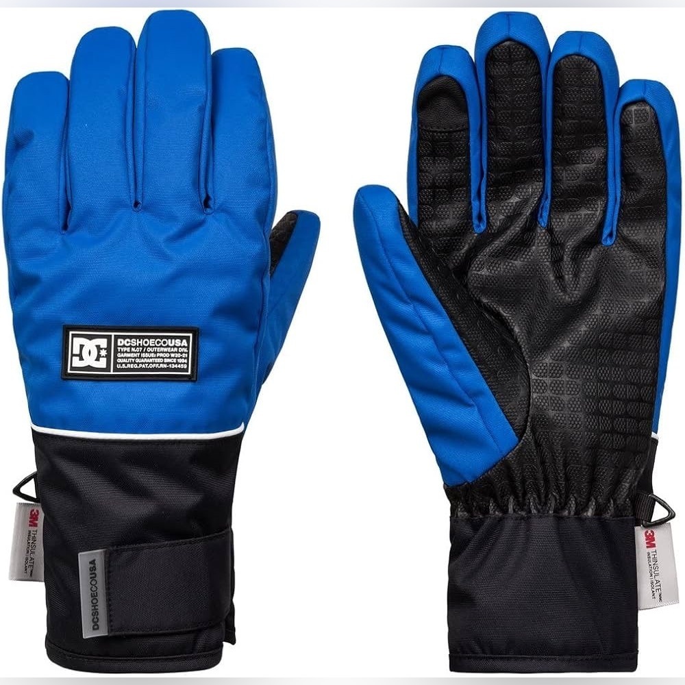 DC Clothing Men's Franchise-Black & Blue Snowboard/Ski Gloves Size: Medium